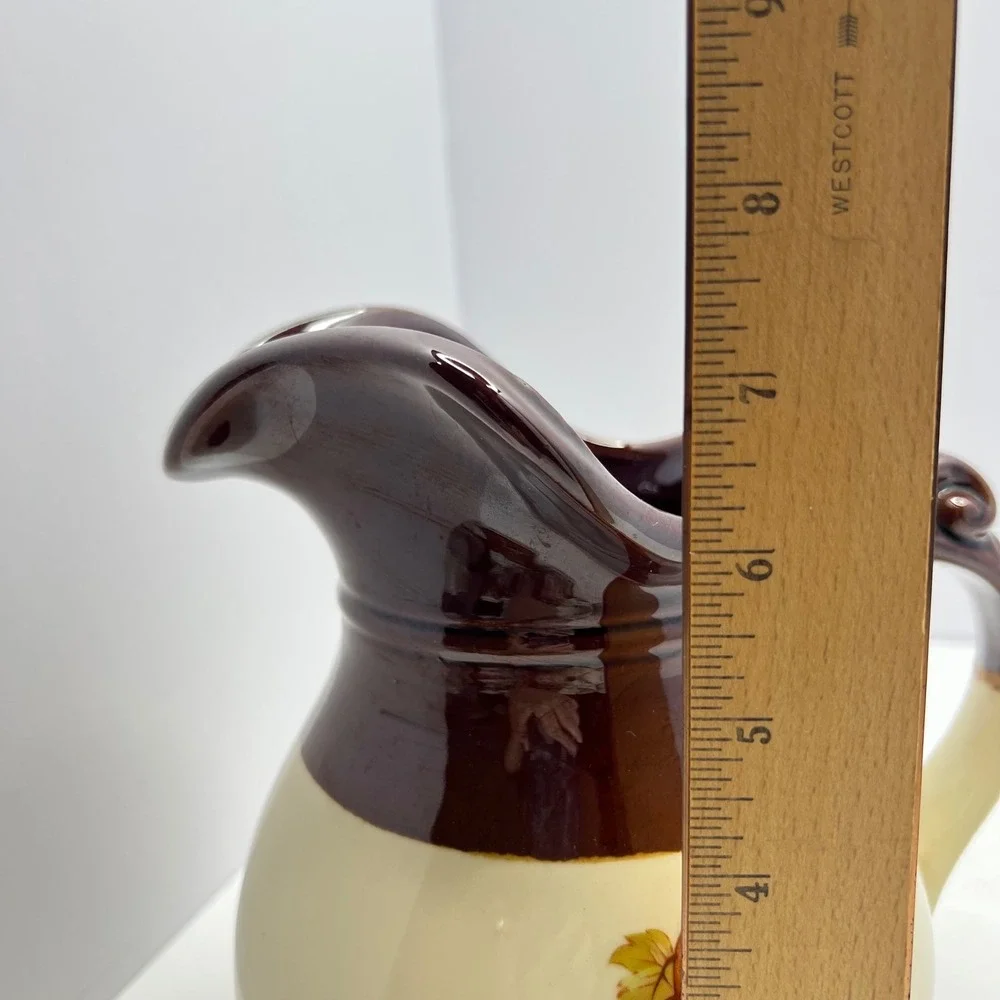 McCoy Grapes Pitcher 7515 Brown Cream Retro USA Vintage Pottery Jug Farmhouse